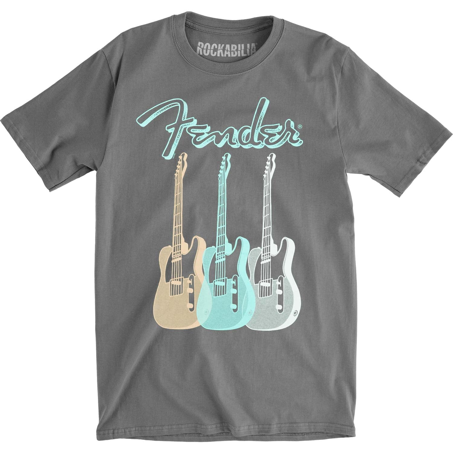 Fender Triple Guitar Men's Medium T-Shirt Charcoal Grey 