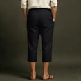 thumbnail image 4 of longantii Men's Linen Cotton Capri Pants Casual Lightweight Loose Fit Elastic Waist Wide Leg Baggy Summer Beach Trousers Black XXXL, 4 of 4