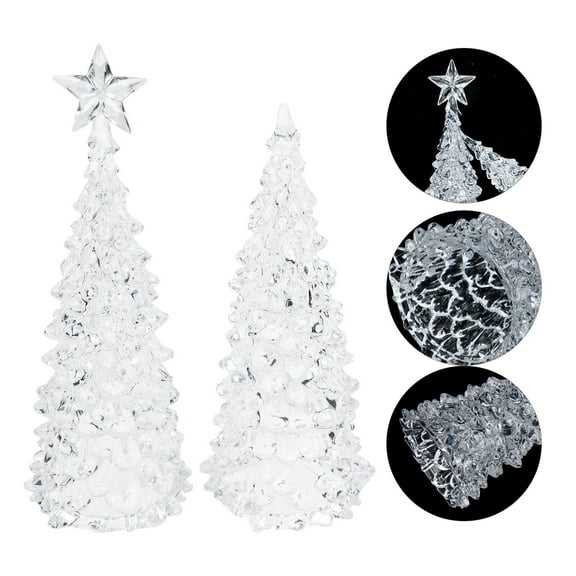 WRITWAA Compact Acrylic Christmas Tree 2 Pieces Set for Home and Party Decoration Holiday Seasonal Decor