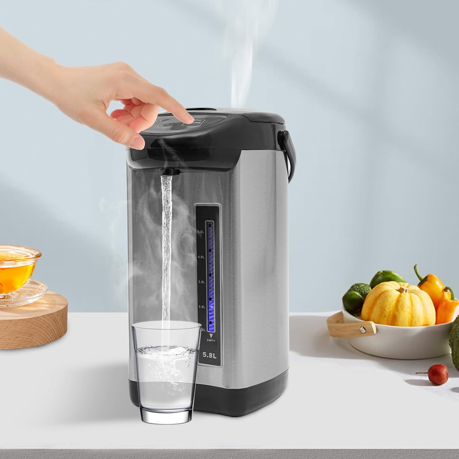 Home Water Boiler Warmer,Electric Stainless Steel Hot Water Pot Urn, 750W Removable Water Tank Design,3.94ft Cord Length, Electric Kettle for Dining Room, Tea Room