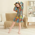 thumbnail image 3 of FORMRS Niños Bathrobe Unisex Hooded Robe Soft Plush Pajamas Sleepwear, Size 4-6T, Cartoon Flowers, 3 of 7