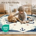 thumbnail image 4 of ODIKA 2'x3' Washable Accent Rug Circle Vintage Nautical Octopus Maritime Wave Border Compass for Bedroom, Nursery, RV, Pet Friendly, Bedside Mat, 4 of 7