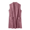 thumbnail image 4 of DHFJKG Womens Mediun Length Fuzzy Vest Cardigan Sleeveless Open Front Fluffly Shaggy Vest Jacket Long Coat Solid Color With Pockets Soft Outerwear, 4 of 5