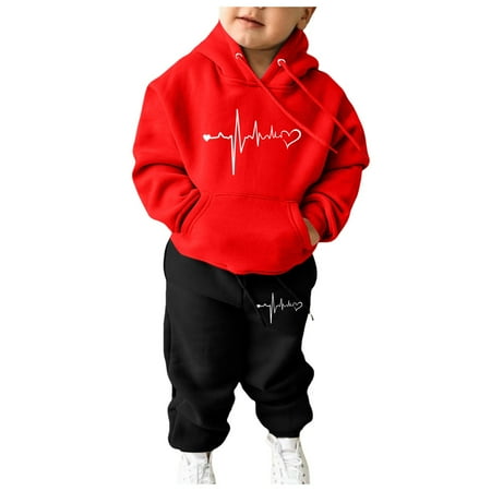 

Girls Kids Boys Kids Hooded Tracksuit Unisex Two Piece Outfits Hoodie Sweatshirt Sweatpants Set Little Girl Crop Top Outfits Teen Clothes for Winter Baby Bath Matching Mommy Baby Girl Outfits Teens