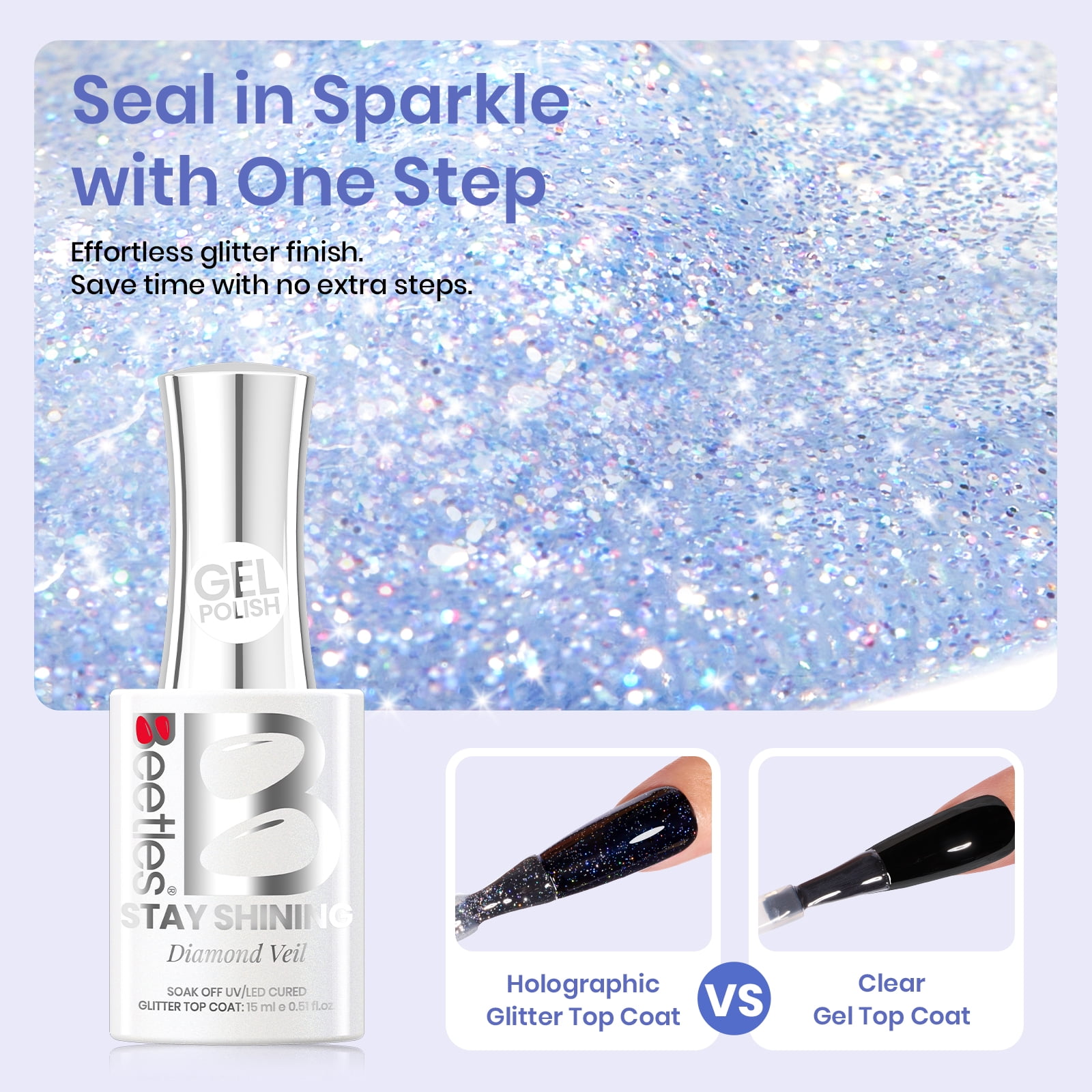 Beetles Stay Shining Collection Salon-Quality Gel Polish- 0.51 fl oz - Diamond Veil