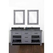 InFurniture WK8260-BG-WK TOP 60 in. Rustic Solid Fir Double Sink Vanity in Blue Grey Driftwood With Limestone Top-No Faucet