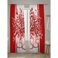 thumbnail image 5 of Eucalyptus Leaf Bottle Sheer Curtains 2 Panels Set Watercolor Floral Plant Red Stripes Lihgt Filtering Rod Pocket Voile Drape, Semi Sheer Window Curtains for Bedroom Living Room, 52"x96", 5 of 5