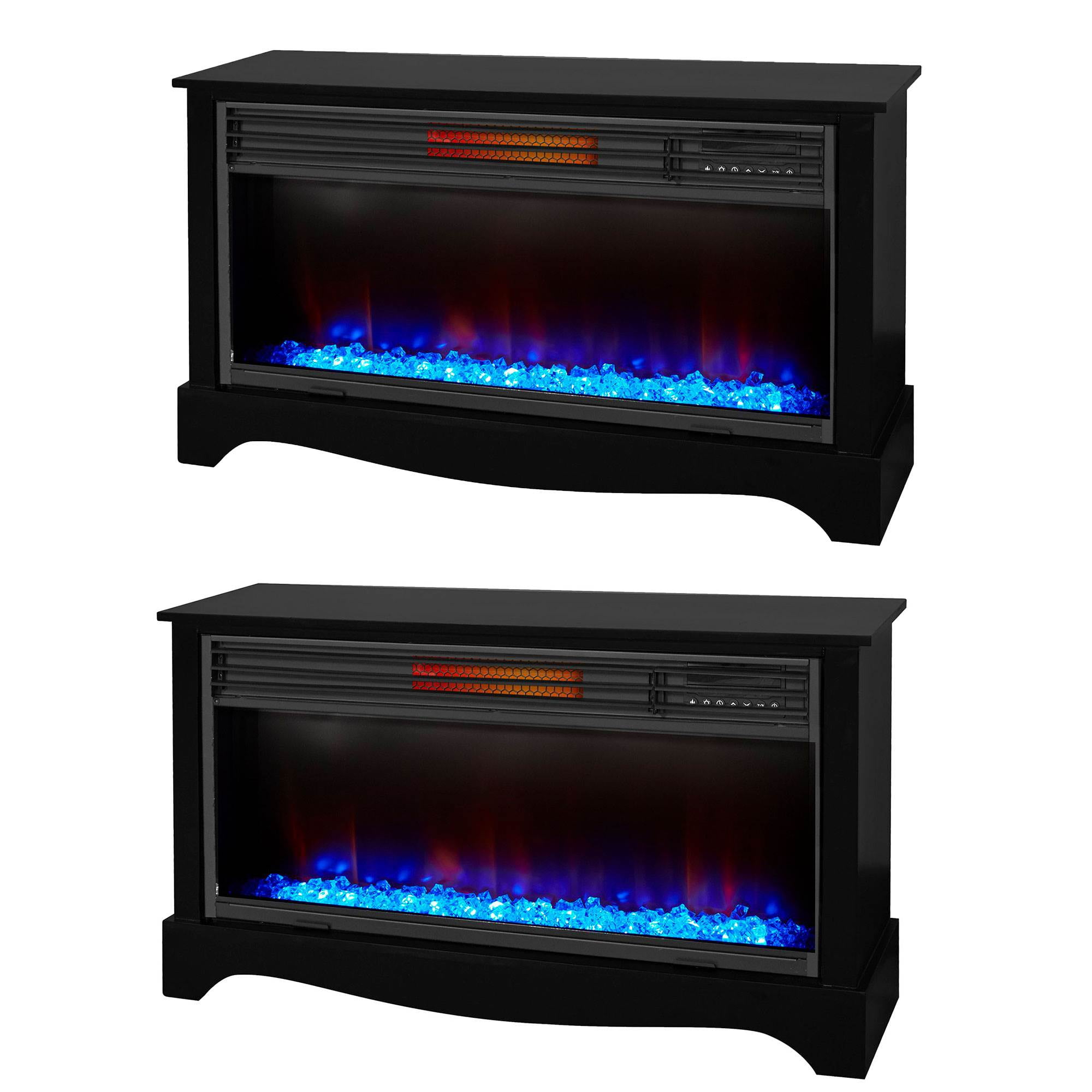 LifeSmart LifeZone Electric Infrared Quartz Fireplace Heater, Black (2 Pack)