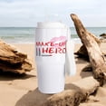 thumbnail image 3 of Red Text Makeup Hero, Three Lipstick Tubes, Lips On White Background, 20oz Tumbler, 3 of 7