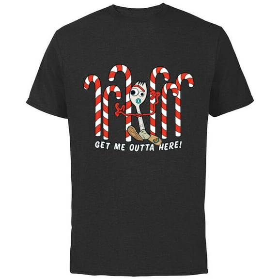 Toy Story 4 Forky Get Me Outta Here Candy Canes Holiday - Short Sleeve Cotton T-Shirt for Adults - Customized-Black
