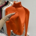thumbnail image 2 of SELONE Thermal Underwear for Women Knitted Fleece Undershirt Turtleneck Long Sleeve Pullover Soild Tight Tops Orange, 2 of 3