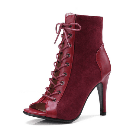 

Women‘s Peep Toe Lace-up High Heel Ankle Boots Solid Color Stiletto Sandals Casual & Fashion Pumps
