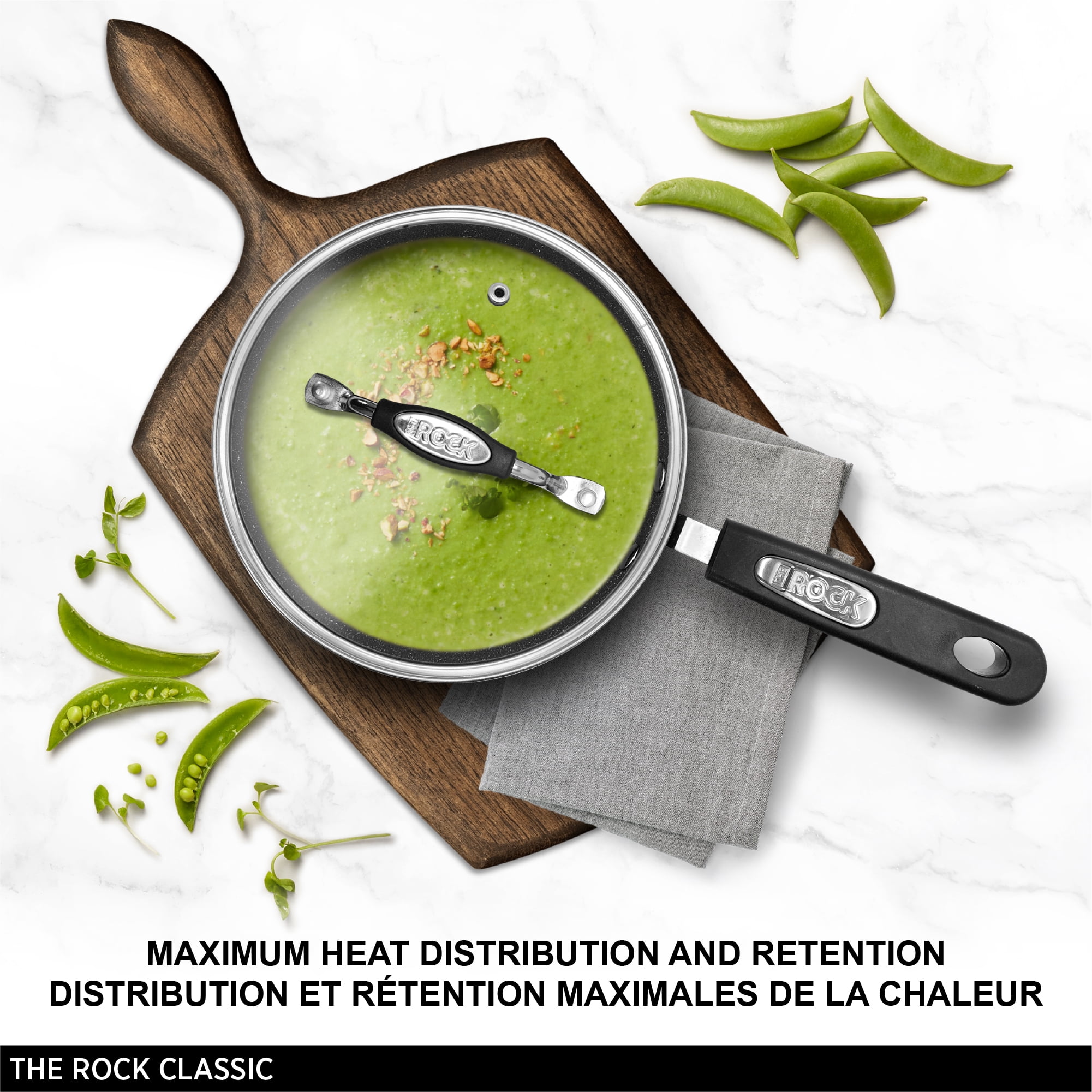 Starfrit The Rock 2.8L (3Qt) Non-Stick Saucepan with Lid, Durable Forged Aluminum, Oven Safe, PFOA Free, Dishwasher Safe, Black, 3QT Capacity