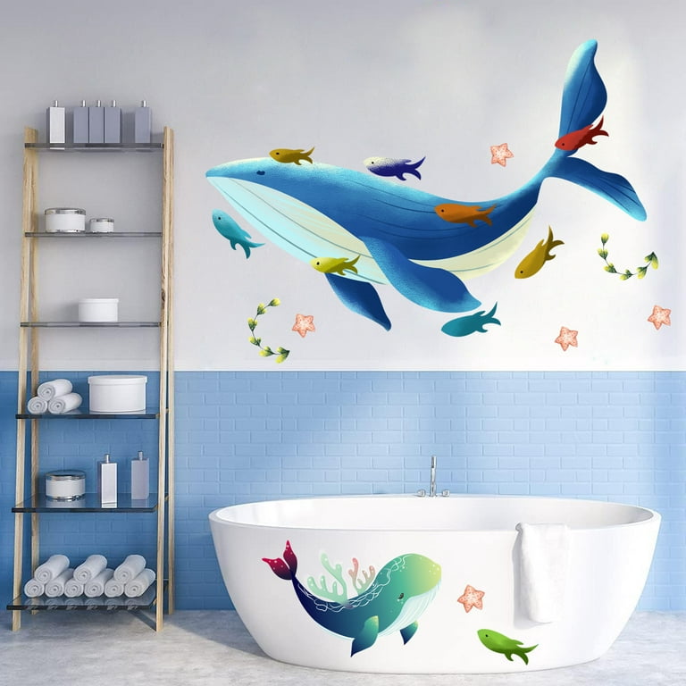 Moocorvic Ocean Stickers Ocean Room Decor, Under the Sea Decorations  Removable Peel and Stick Art for Kids Bedroom Living Room Bathroom 