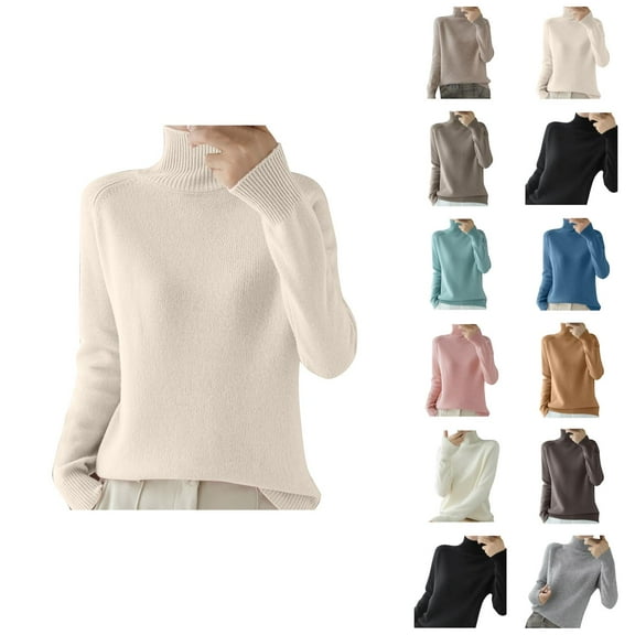 Pullover Sweaters for Women 2025 Long Sleeve Turtleneck Loose Plain Knitted Sweater Jumper Tops Fall Winter Outfits