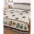 thumbnail image 3 of Quilts King Size Bedding Set, Farmhouse Country Lightweight Quilted Comforter, Vintage Rustic Cabins Stars Tree on Linen Soft Bedspread Coverlet with Pillow Covers for All Season, 96" x 106", 3 of 7