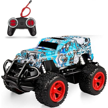 CFWQH Kids Toys for 3 4 5 6 Year Old Boys Birthday Gift, Remote Control Car for Boys Cars Monster Trucks, Christmas Teen Gifts Boys Toddler Toys Age 2-6, Blue