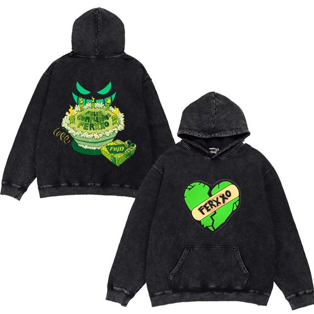 Ferxxo-Sudadera con capucha lavada con estampado de rapero Feid Merch, suéter Vintage informal de gran tamaño, Tops Retro, ropa de calle de Hip Hop, abrigo