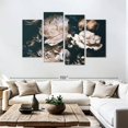 thumbnail image 3 of Elephant Stock Exquisite Peonies Wall Art - Horizontal Multi Panel Canvas - Living Room Wall Decor - Floral And Botanical Multi Panel - Black And Beige Decor - 84" x 54", 3 of 8