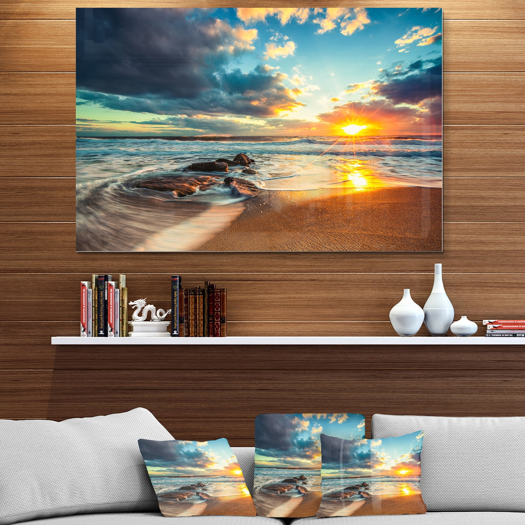 Designart 'Beautiful Cloudscape over the Sea ' Modern Beach Metal Wall Art