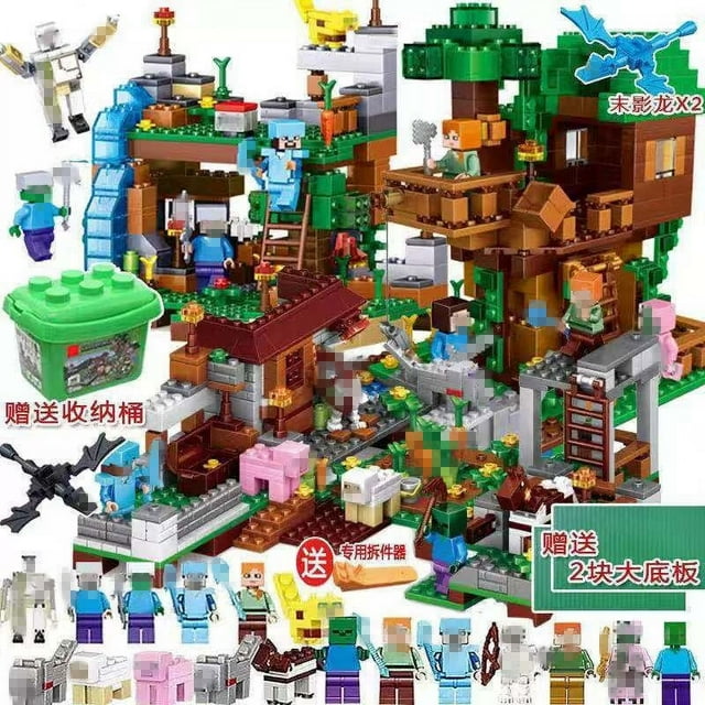 Minecraft Agency Cave Village Tree House Building Blocks Assembled Teenage Toys-SinKeeU
