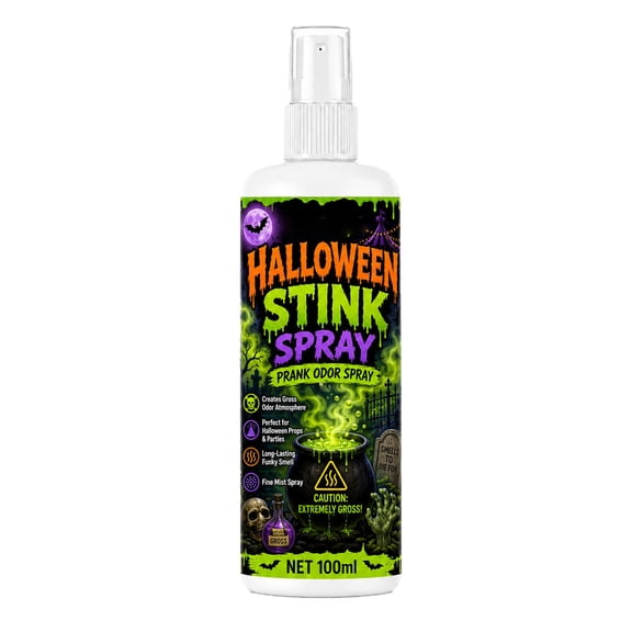 Halloween Stink Spray 3.38 fl oz 1 pc Plastic Bottle, One Press Prank Prop for Haunted House and Room Party