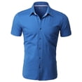 thumbnail image 2 of H2H Men's Casual Slim Fit Short Sleeve Jersey Button Down Shirt (CMTSTS044), 2 of 6