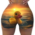 thumbnail image 2 of Balery Cartoon Swimming Yellow Duck Pantalones cortos de entrenamiento estampados para mujer, sin costuras, ajustados, para gimnasio, yoga, correr, deportes, ejercicio activo, fitness.-X-Large, 2 of 8