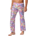 thumbnail image 5 of Pantalones largos de lentejuelas brillantes para hombre, pantalones de Fiesta de DJ, disfraces de actuación de baile de Jazz y discoteca, pantalones acampanados con cintura elástica, 5 of 5