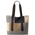 thumbnail image 1 of Bolso grande de lona para mujer, bolso de hombro informal con cremallera y bolsillo para viajes, playa, trabajo, compras, 1 of 8
