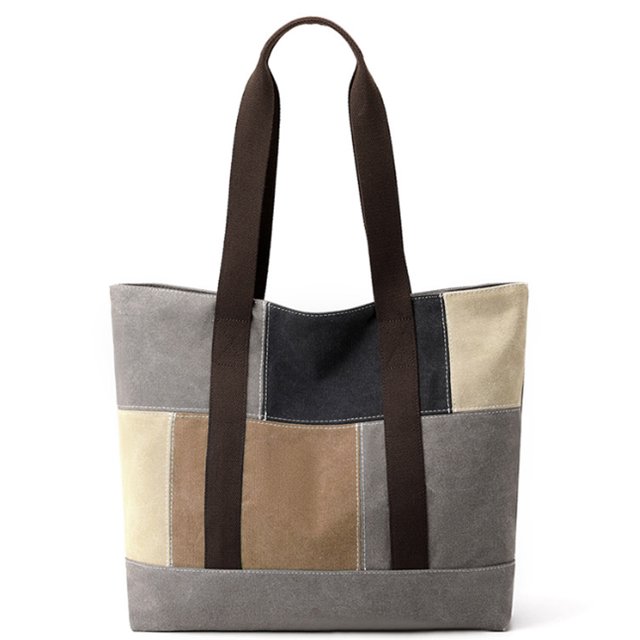Bolso grande de lona para mujer, bolso de hombro informal con cremallera y bolsillo para viajes, playa, trabajo, compras