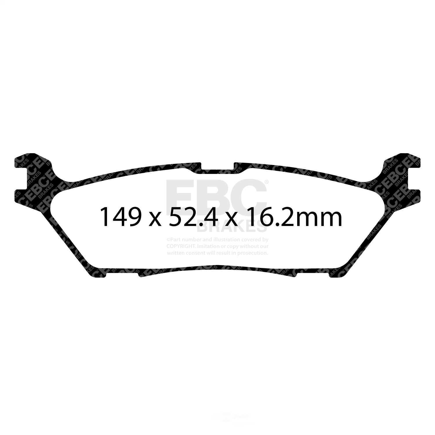 EBC Brakes ED93142 Truck/SUV Extra Duty Brake Pads, Organic Brake Pad Material