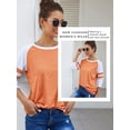 thumbnail image 6 of STARVNC Women Crew Neck Stripe Splice Raglan Long Sleeve Top, 6 of 7