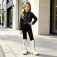 thumbnail image 4 of Yotami Girl Mid Calf Boots, Little Girls Fashion Riding Boots with Metal Studs and Chains Lace-Up Side Zipper, 4 of 5