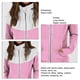 thumbnail image 3 of Sudadera con cremallera y cordón para mujer, chaqueta con cuello levantado y manga larga, prendas de vestir con bolsillo para el trabajo, rosa y blanco M, 3 of 4