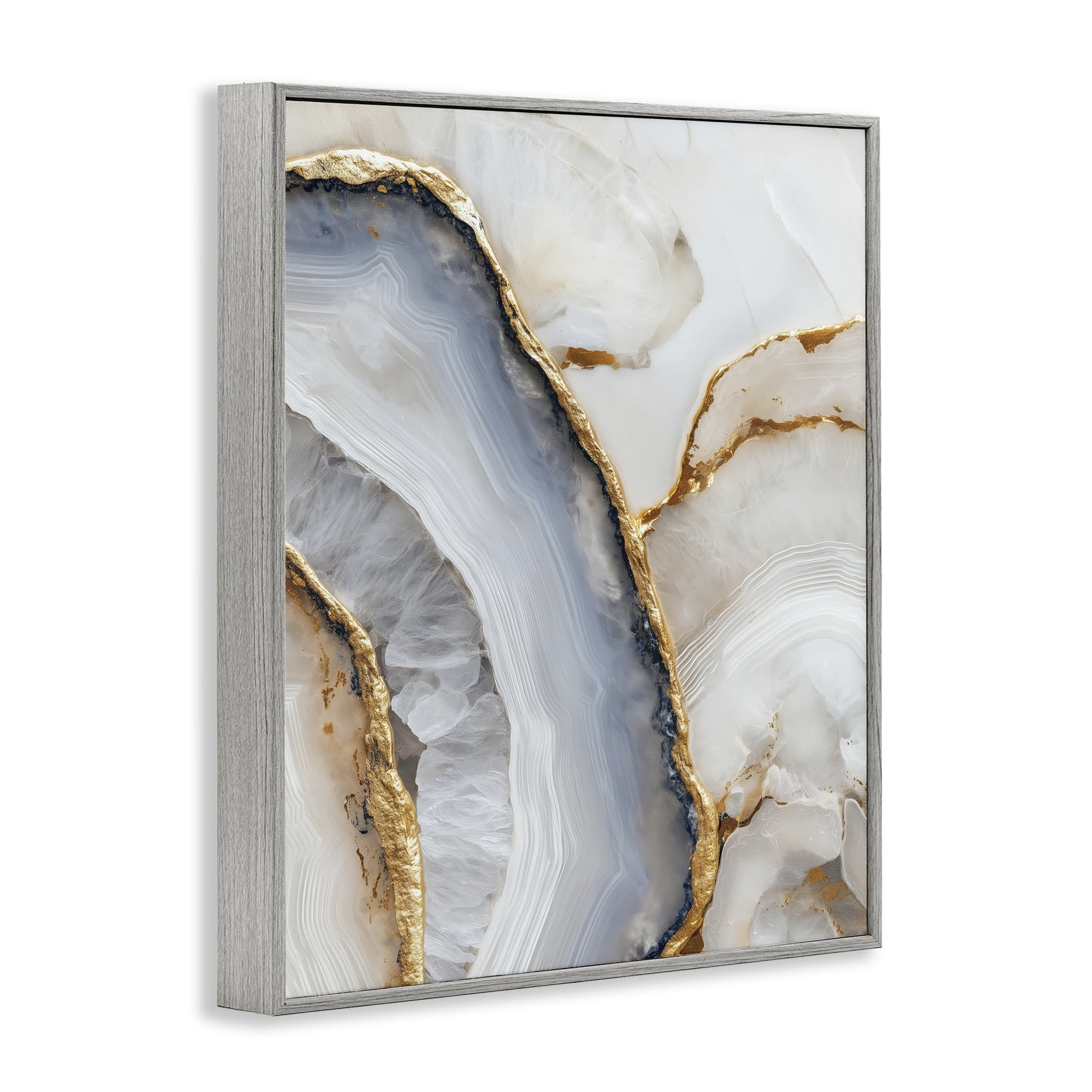 Stupell Industries Golden Marble Flow Gray Framed Giclee Art, design by Svetlana Aleynikova