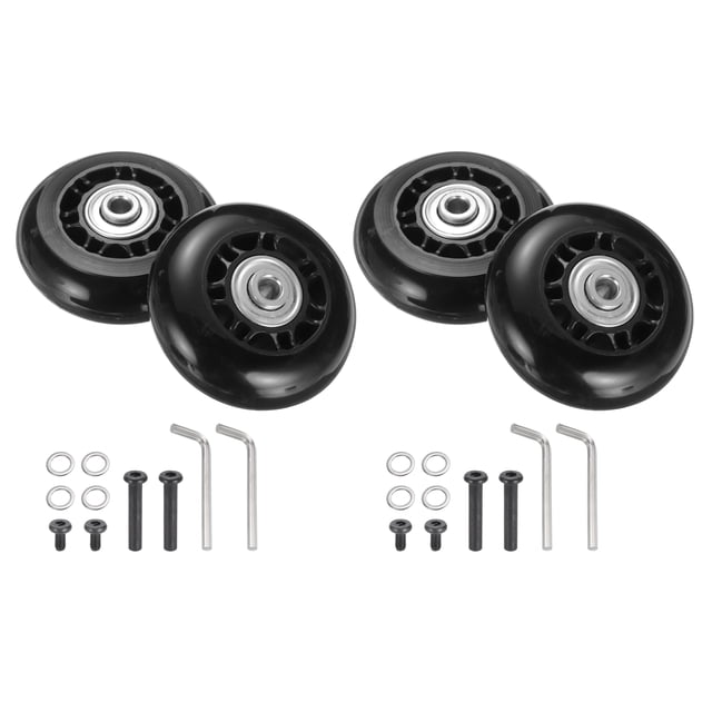 Uxcell Set de 1 Ruedas de Reemplazo para Equipaje 64 x 24 mm/2.5" x 0.9" Ruedas de Rodillo de Goma con Cojinetes Kits de Reparación