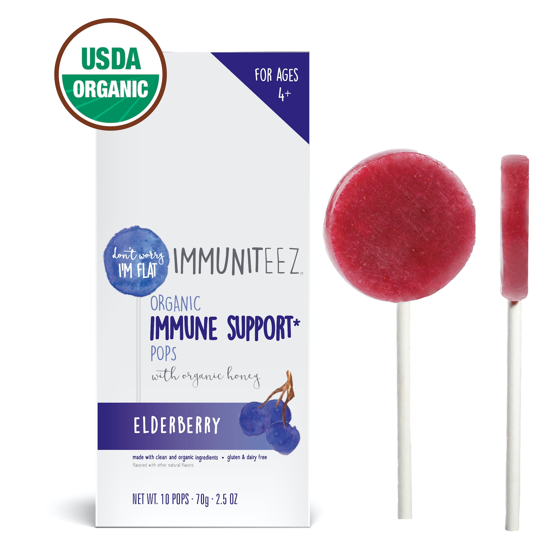 Immuniteez Organic Immune Support Pops, Elderberry, 10 Ct