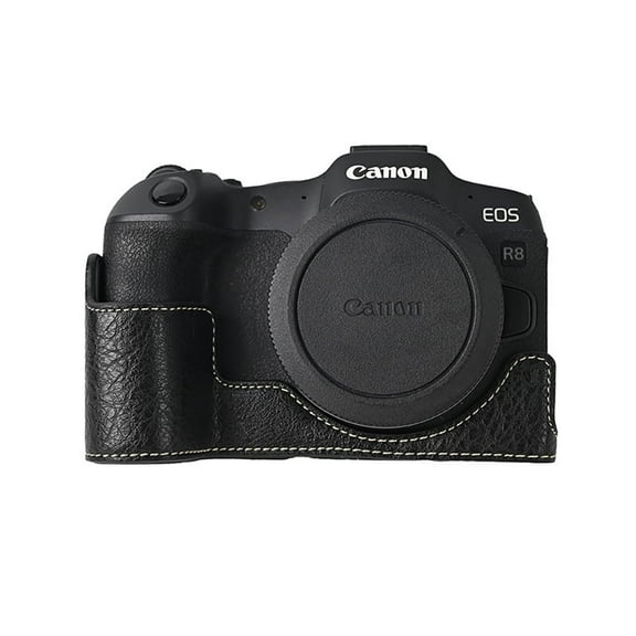 GadgetCom Camera Half Case Compatible with Canon EOS R8 , Anti-Slip PU Leather Shell Protective Cover
