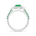 thumbnail image 2 of ANGARA Natural Pear-Shaped Emerald Two Tone Ring with Double Halo in 14K White Gold for Women (Size-8x6mm) | May Birthstone, Birthday, Anniversary, Jewelry Gift for Women | Natural Emerald Ring, 2 of 10