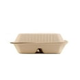 thumbnail image 3 of [750 Pack] 8 Inch 3-Compartment Compostable Hinged Take Out Food Container - Sugarcane Bagasse, Tree Free - Restaurant Supplies, Microwavable, Bidodegradable, Recyclable, Heavy Duty (Rectangle - Clam), 3 of 6