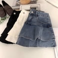 thumbnail image 5 of mgoYE School Uniform Skirt Girls 6M-13T Cotton Elastic Waist Comfortable Jean Skirt(Black,12-13 Years), 5 of 7