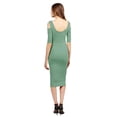 thumbnail image 3 of FashionOutfit Women's Solid Soft Stretch Ribbed Cut out Shoulder Bodycon Midi Dress, 3 of 4