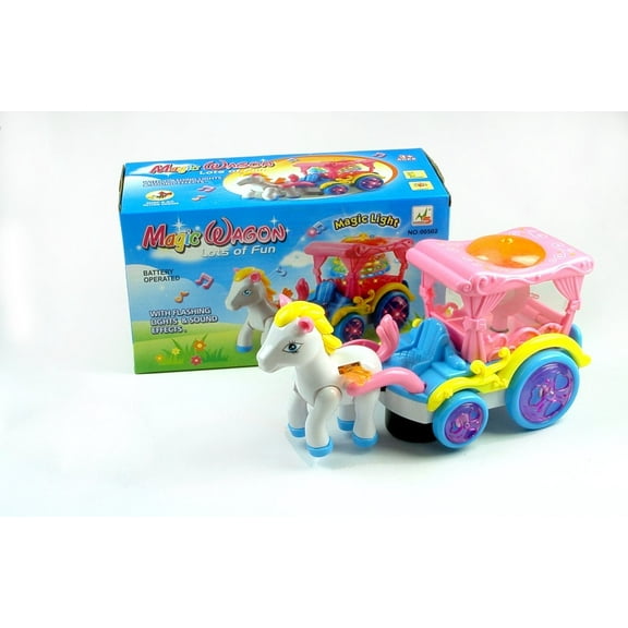 PlayWorld GiddyUp! Buck's Walking Horse And Carriage With Lights And Sound