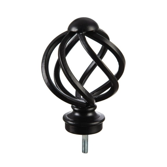 Round Swirl Interchangeable Finial, Black