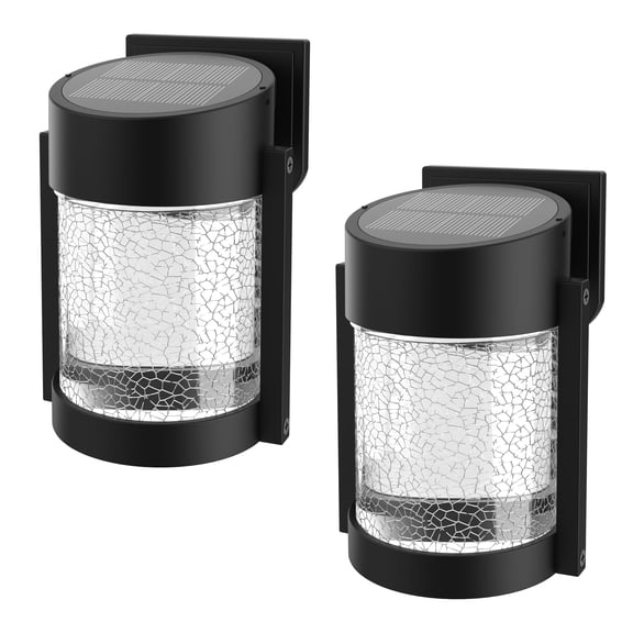 GIGALUMI Solar Outdoor Wall Lanterns, 2 Pack Outdoor Waterproof Lights Fixtures Wall Sconce with Glass for Patio, Garden