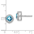 thumbnail image 2 of 14k White Gold Cushion Blue Topaz Earrings 8.2x8.2mm Wide Stud Earring for Women, 2 of 2