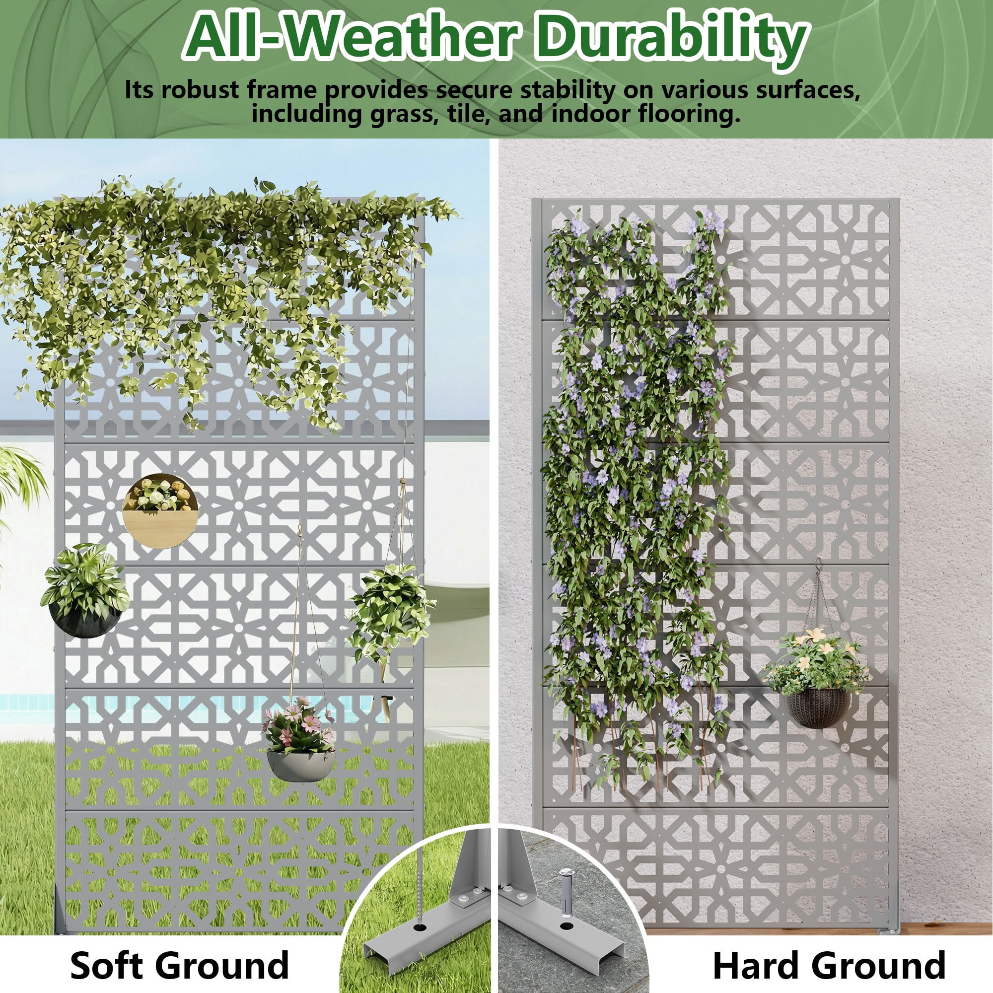 MAYEERTY 6 Panels Outdoor Privacy Screen, Metal Decorative Privacy Fence, Privacy Panel for Patio, Balcony, Backyard, Garden