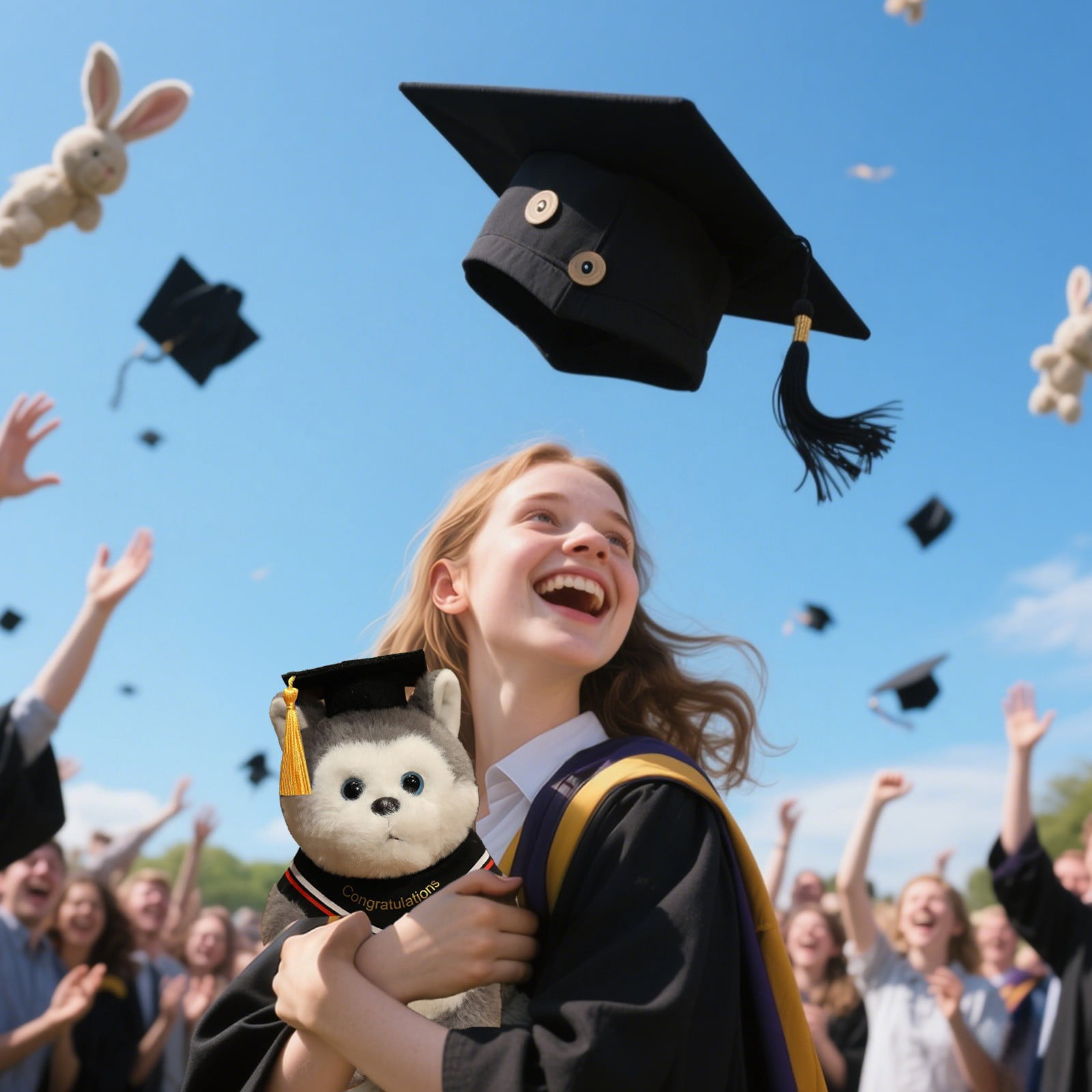 JilgTeok 2 Packs Graduation Wolf Doll with Hat Doll 2025 Graduation Plush Keepsake Gift Adorable Celebration Souvenir Home Decoration 4.7inch
