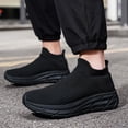 thumbnail image 3 of EKVAHL Orthopedic Slip On Walking Shoes for Men, High Ankle Stretch Knit Arch Support Cushioned Sneakers, Thick Sole Outdoor Daily Fitness Trainers Black, 3 of 5